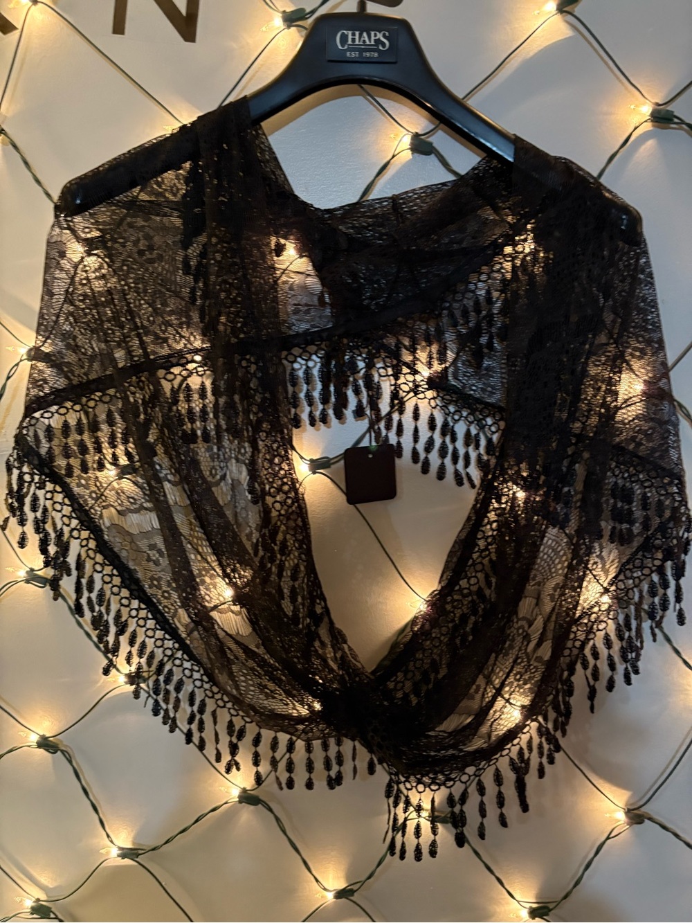 NWT Scarf& Black Lace Fringe Shawl Scarf #2005